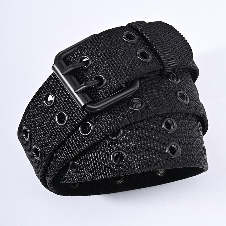 Men's Fashion Pin Buckle Leather & Nylon Woven Canvas Belt