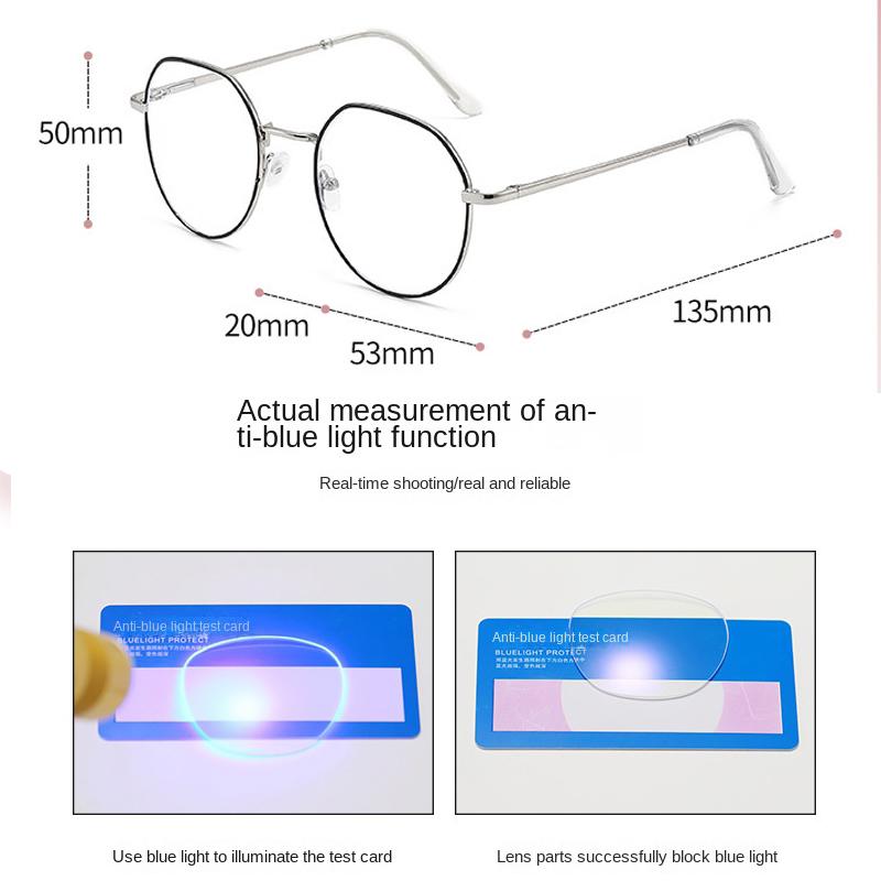 New Clear Glasses Women Polygonal Metal Frame Eye Glasses 0 Flat Mirror Girls Eyewear Anti Blue Light Glasses Fashion Eyeglasses