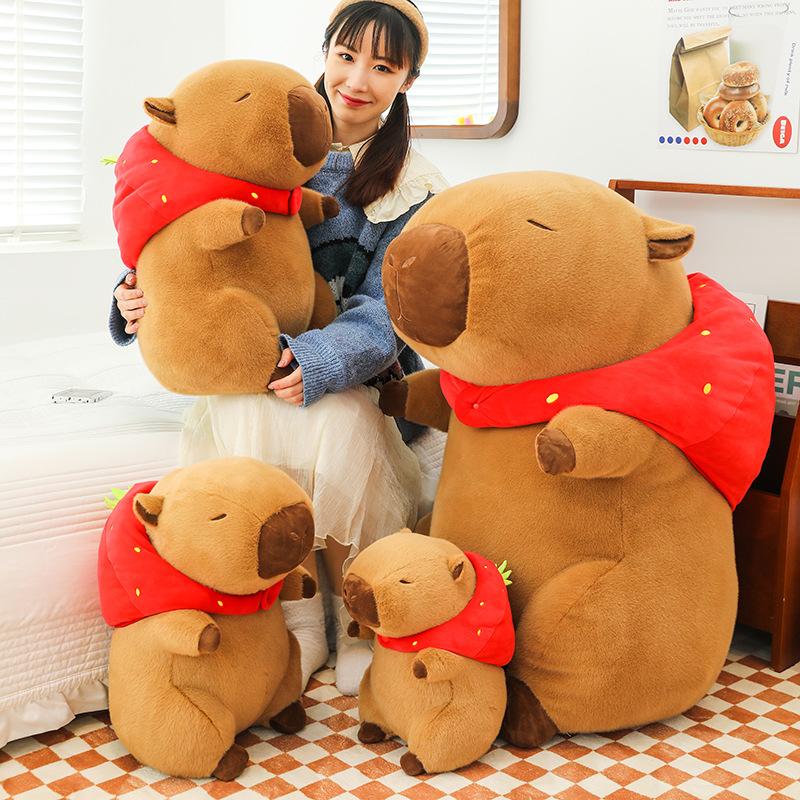 Internet Celebrity Strawberry Capybara Doll Kapibara Plush Toy Cute Friend Girlfriend Doll Backpack Girl