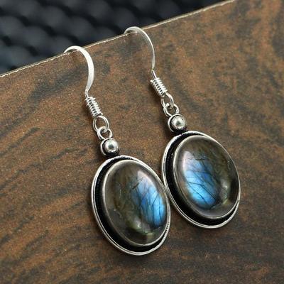 925 Sterling Silver, Labradorite Earring, Women Earring, Designer Earring, Oval Shape, Gift Jewelry, Dangle Earring