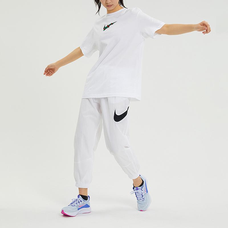 Nike Sportswear Embroidered Rose Logo Print Round Neck Short Sleeve T-Shirt Women Tops White DN5887-100