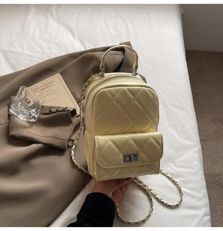 

Женский рюкзак с вышивкой ромбами, женский 2025 новый универсальный рюкзак-цепочка, модный дорожный мини-рюкзак для школы жёлтый