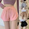 Women Summer Shorts Drawstring High Elastic Waist Solid Color A-line Soft Breathable Thin Loose Beach Sports Jogging Shorts