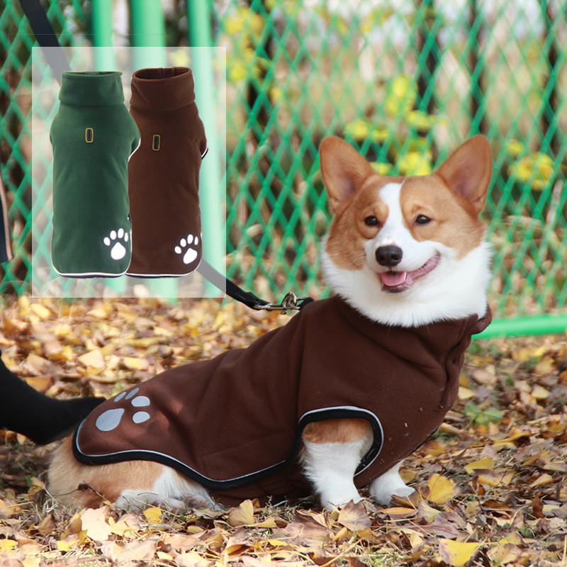 Fleece-Hundejacke, Frühling, warme Hundekleidung für kleine, mittelgroße und große Hunde, reflektierend, winddicht, Outdoor-Haustiermantel, elastischer Bauch, Corgi