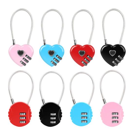 Password Lock, Wire Rope Flexible 3-Digit Combination Keyless Zinc Alloy Anti-Theft Lock for Helmets Car Baskets Luggage Wardrobes Travel Security