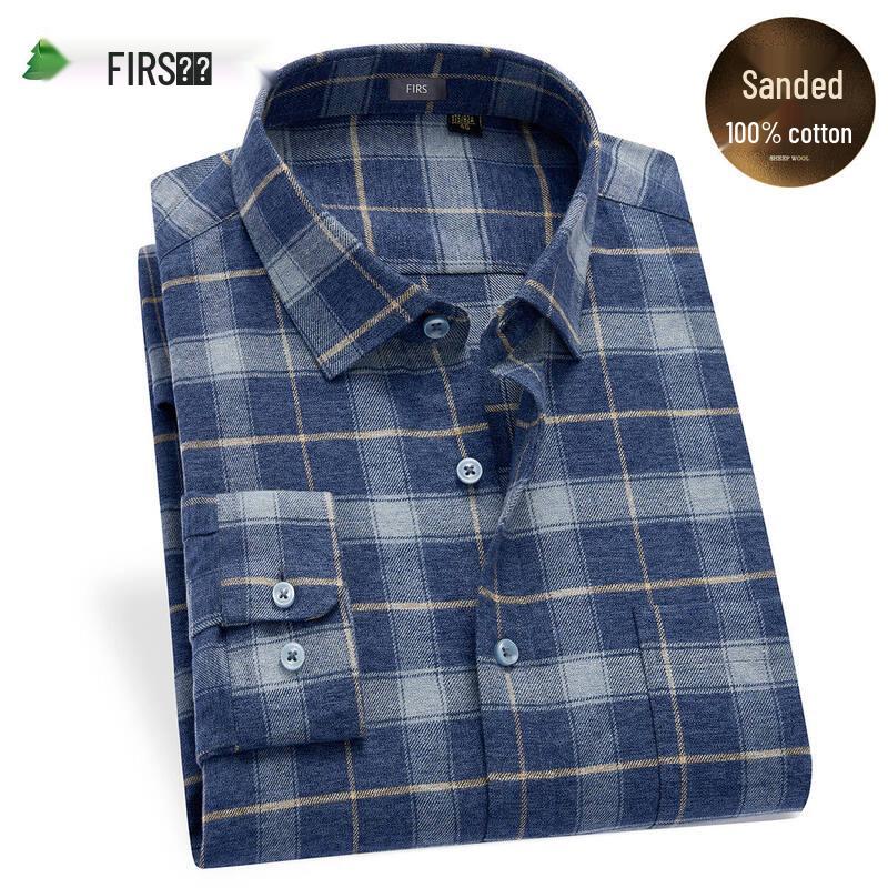 Мужская утепленная рубашка с начесом с длинным рукавом Shanshan XXXL