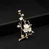 Elegant White Enamel Plum Blossom Brooches For Women Men Vintage Rhinestone Peach Flower Branches Buckle Pins Banquet Jewelry