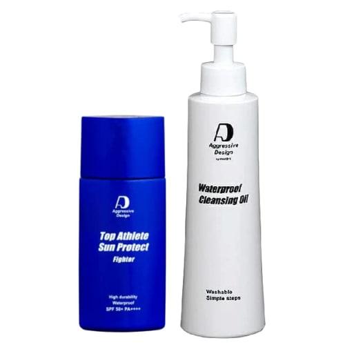 

Aggressive Design [Set] Top Athlete Sun Protect Fighter 62g & Waterproof Cleansing 200ml
