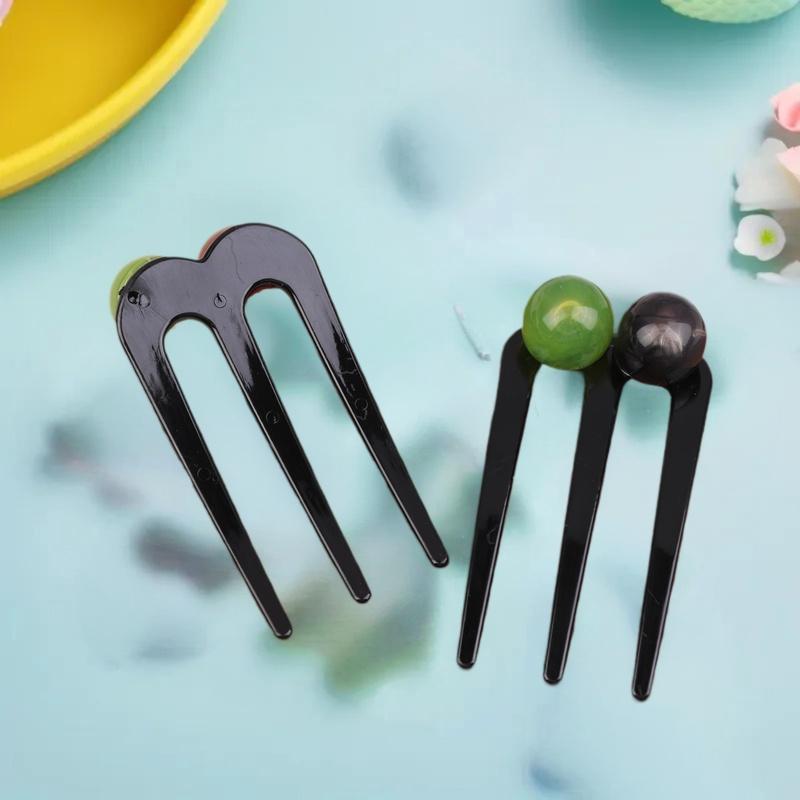 Französischer Twist Perlen Haarstab Haarspange Acetat U-förmige Haarnadel Vintage Schildpattmuster Damen Haarknoten-Stecknadel Haarschmuck