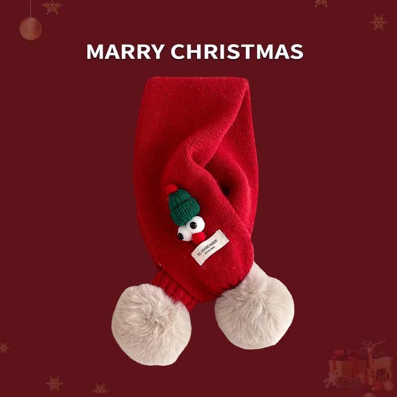 Fular de copii toamnă și iarnă nou Crăciun pentru bărbați roșu cald lână pentru copii fular tricotat fete fular gros