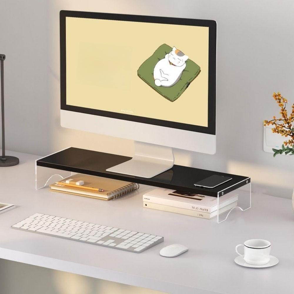 Single/Double Layers Acrylic Floating Computer Stand Protect Neck Comfortable Viewing Height Desktop Laptop Riser