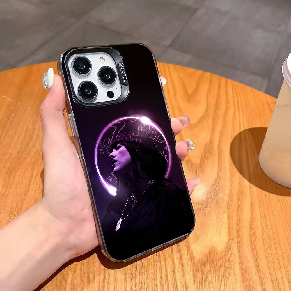 Lovely B-Billie Eilish Singer Phone Case For iPhone17,16,15,14,13,12,11,Pro,MAX White Matte Shockproof Cover