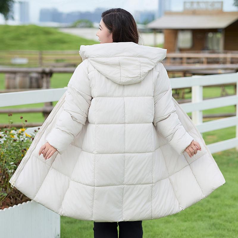 Herbst und Winter Damen verdickte Kapuzenjacke lose mittellange winddichte warme Jacke