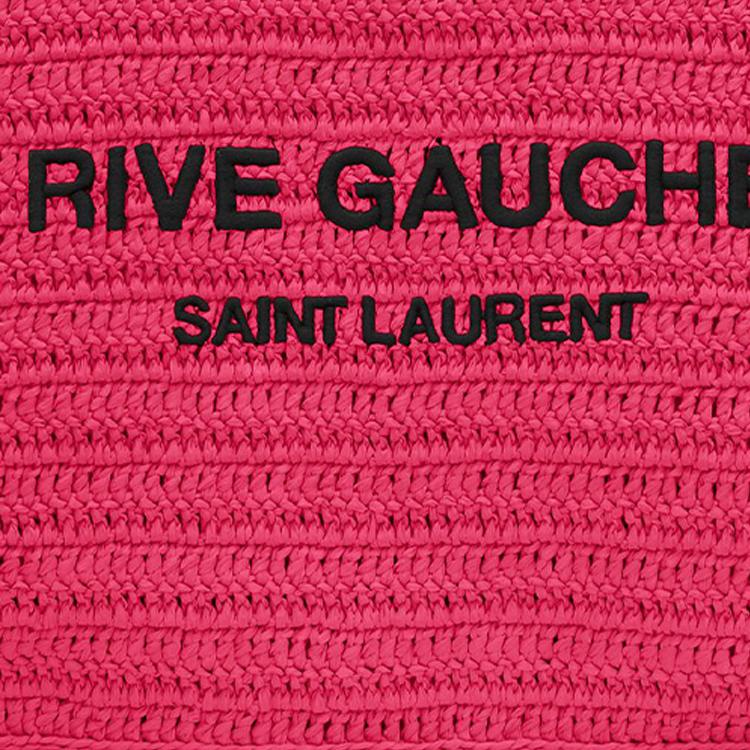 Saint Laurent YSL Logo Print Large Capacity Coconut Fiber Tote Bag Women tote bags Neon-Pink 688864-GAAA1-5693