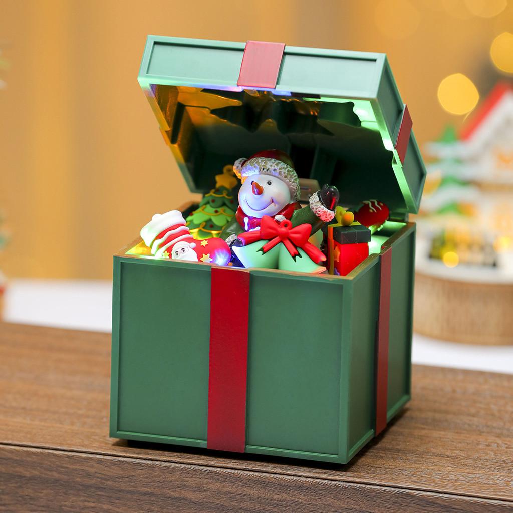 

Snowman Santa Claus Gift Shape Design Music Box With Lighting For Holiday Celebration зелений
