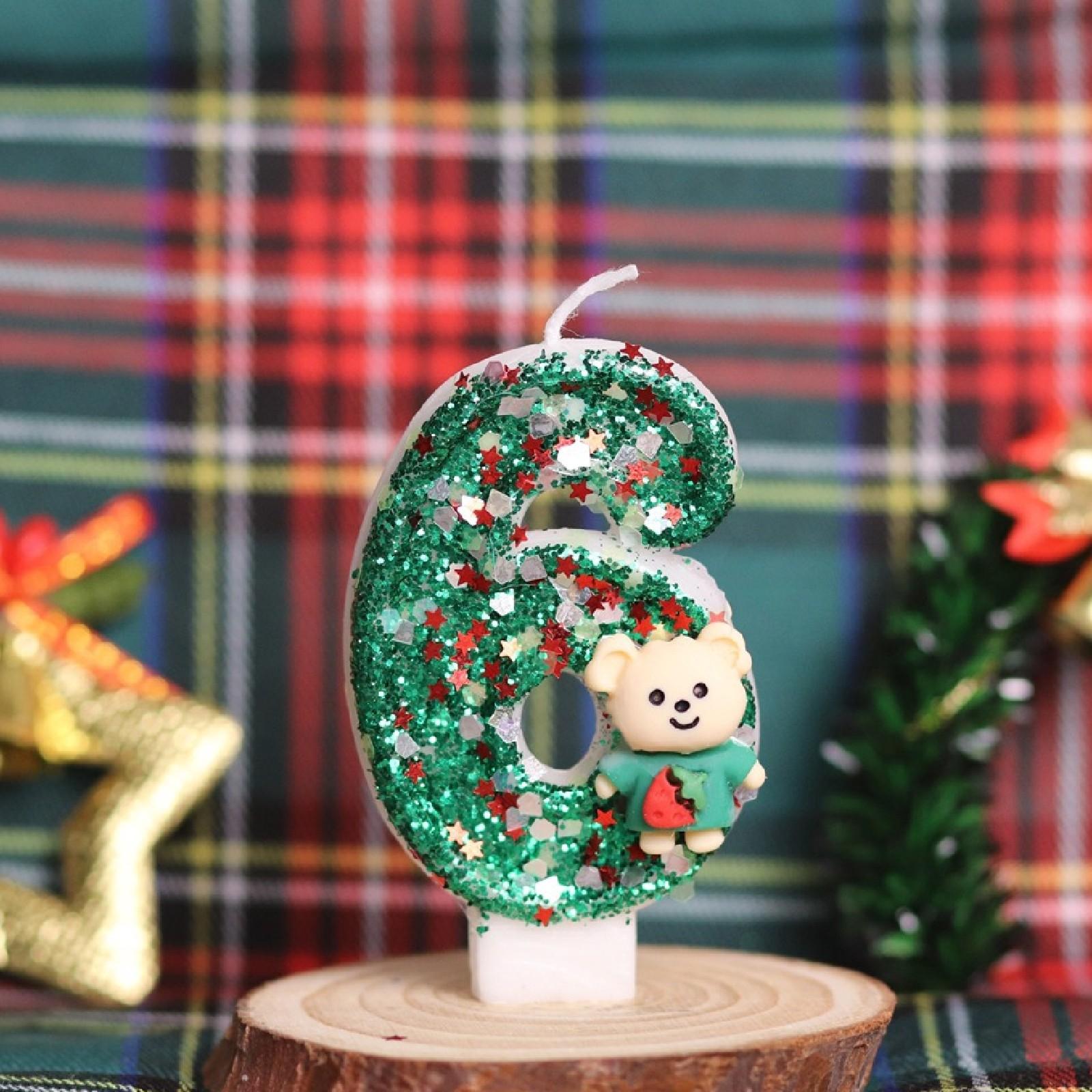 

Рождественский номер День рождения Свеча Вечеринка Торт Украшение Подарок на день рождения Санта-Клаус One Size