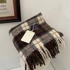 New plaid autumn and winter scarf women's Korean atmosphere tassel warm neck protection mohair thickened scarf