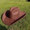 Cappello fedora western cowboy classico con top concavo convesso in camoscio a tesa larga uomo e donna cappello da cowboy moda festa cappello a tesa larga cowgirl