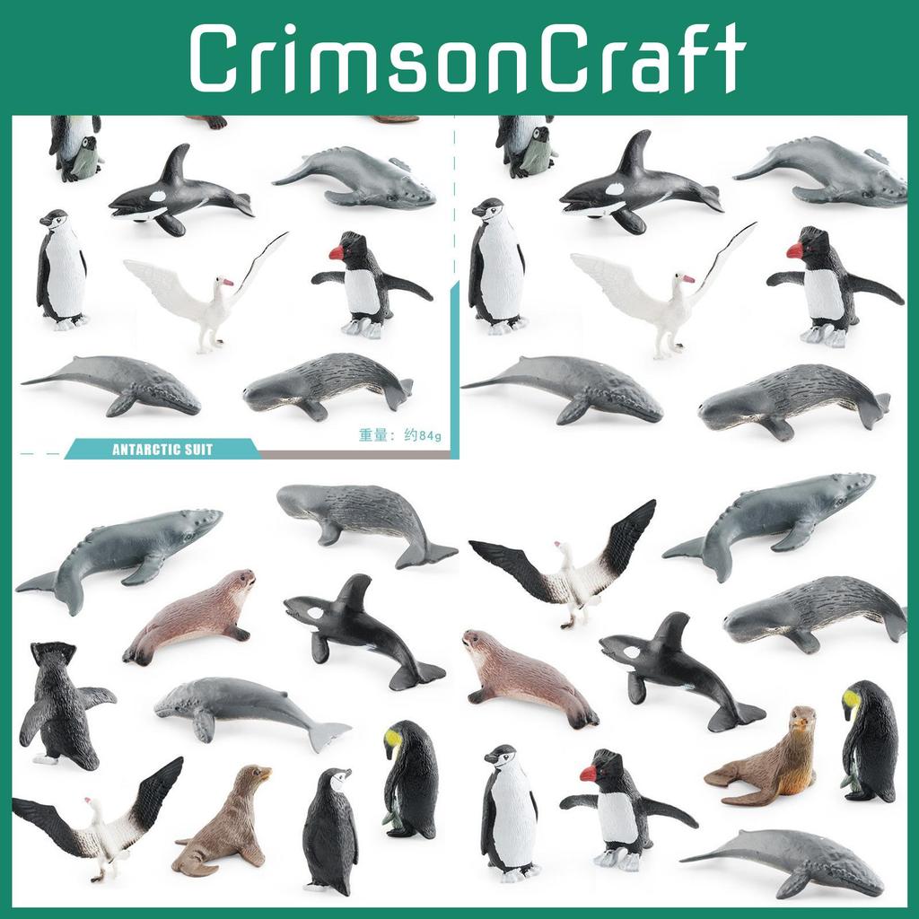 Detailed Pvc Antarctic Ocean Animal Model Set With Penguin Whale Seal And Albatross