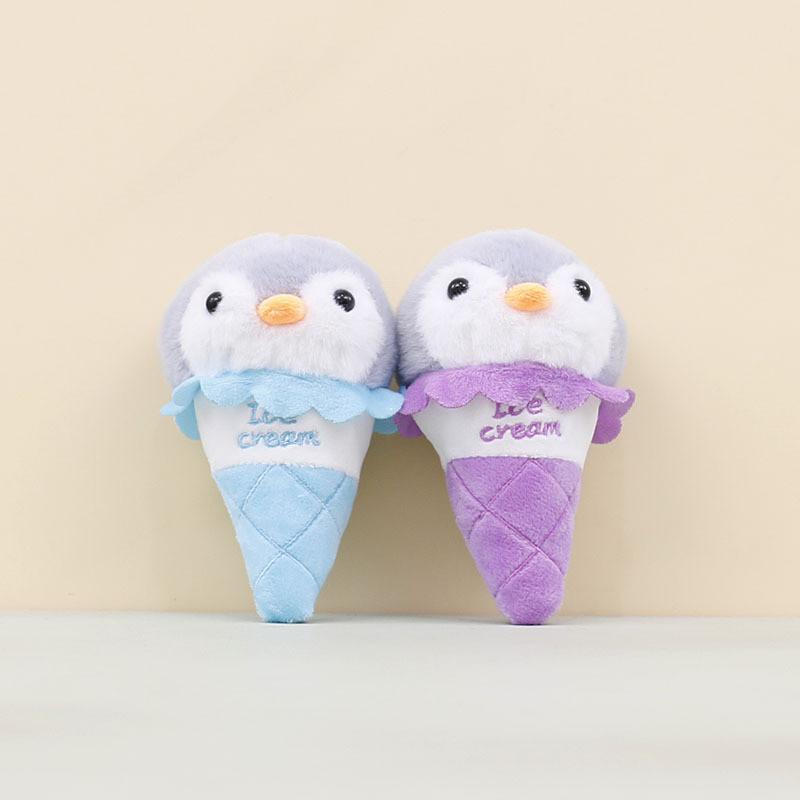 Cute Cream Ice Penguin Plush Pendant Keyring With Embroidered Design Letters
