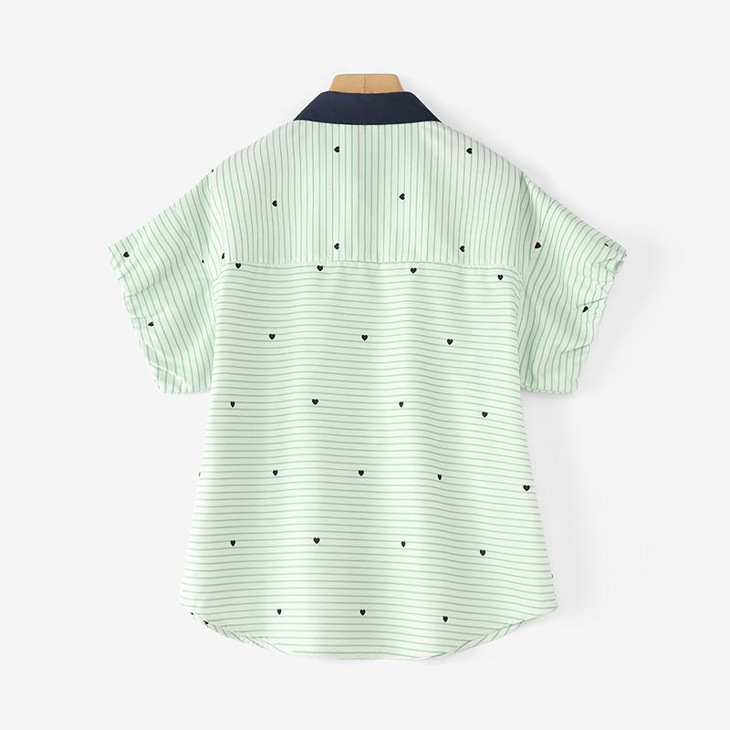 ZANZEA Women Classic Collar Summer Casual Short Sleeve Stripe Blouse