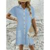 BITCED Fashion Summer Spring Solid Color Print Short Sleeve POLO-Neck Casual Dresses Unique Design