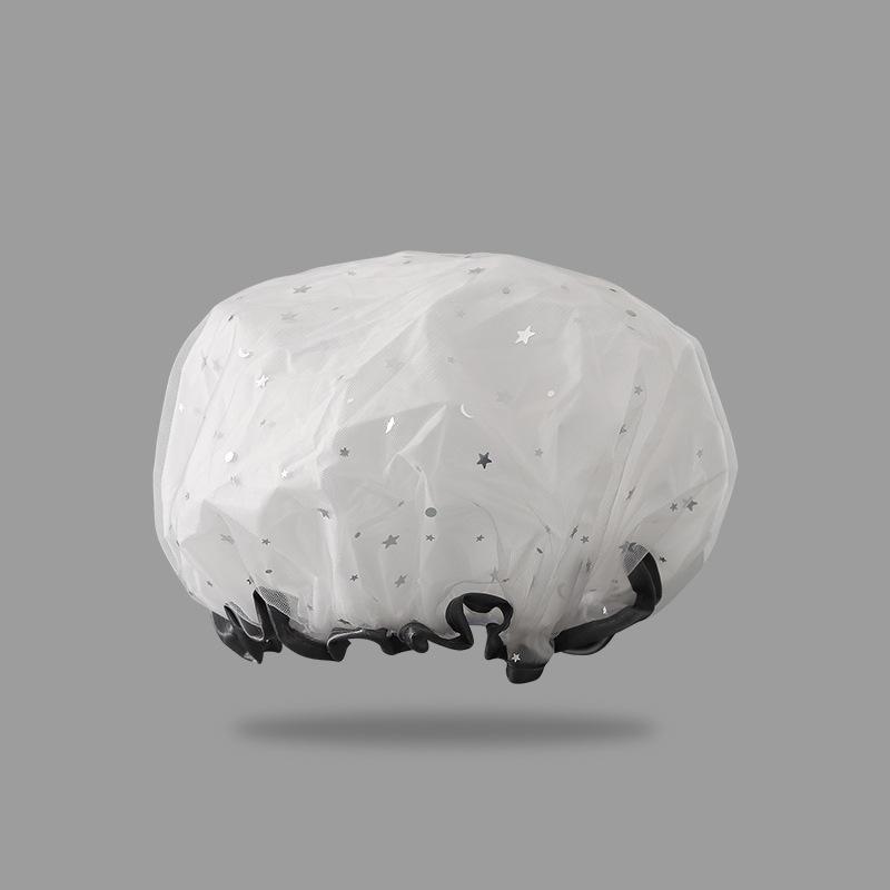 Cuffia da doccia impermeabile per bagno Cuffia per capelli elastica per cappello da bagno addensata per donna Bellezza Parrucchiere Dot Prodotti Accessori per il bagno