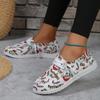 European and American Christmas Graffiti Single Shoes 2024 Autumn New Lace Up Casual Flat Shoes Large 35-43 Vulcanized Shoes