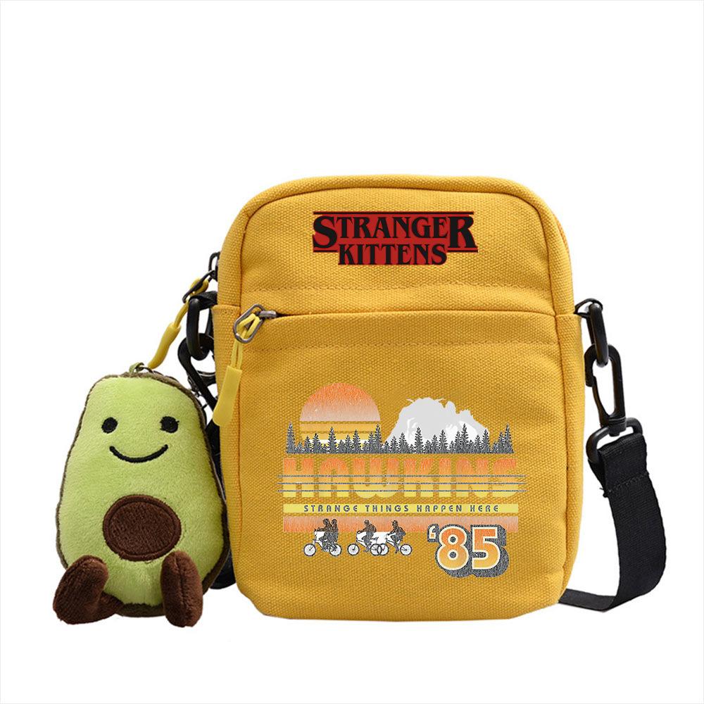 Stranger Things Canvas atmungsaktive kleine quadratische Tasche mit diagonalem Muster