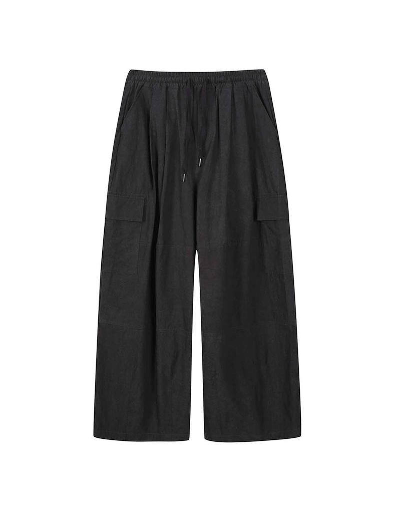 Deobiakaibeu Women'S Cotton Balloon Fit Cargo Full Elastic Waist Pants Black