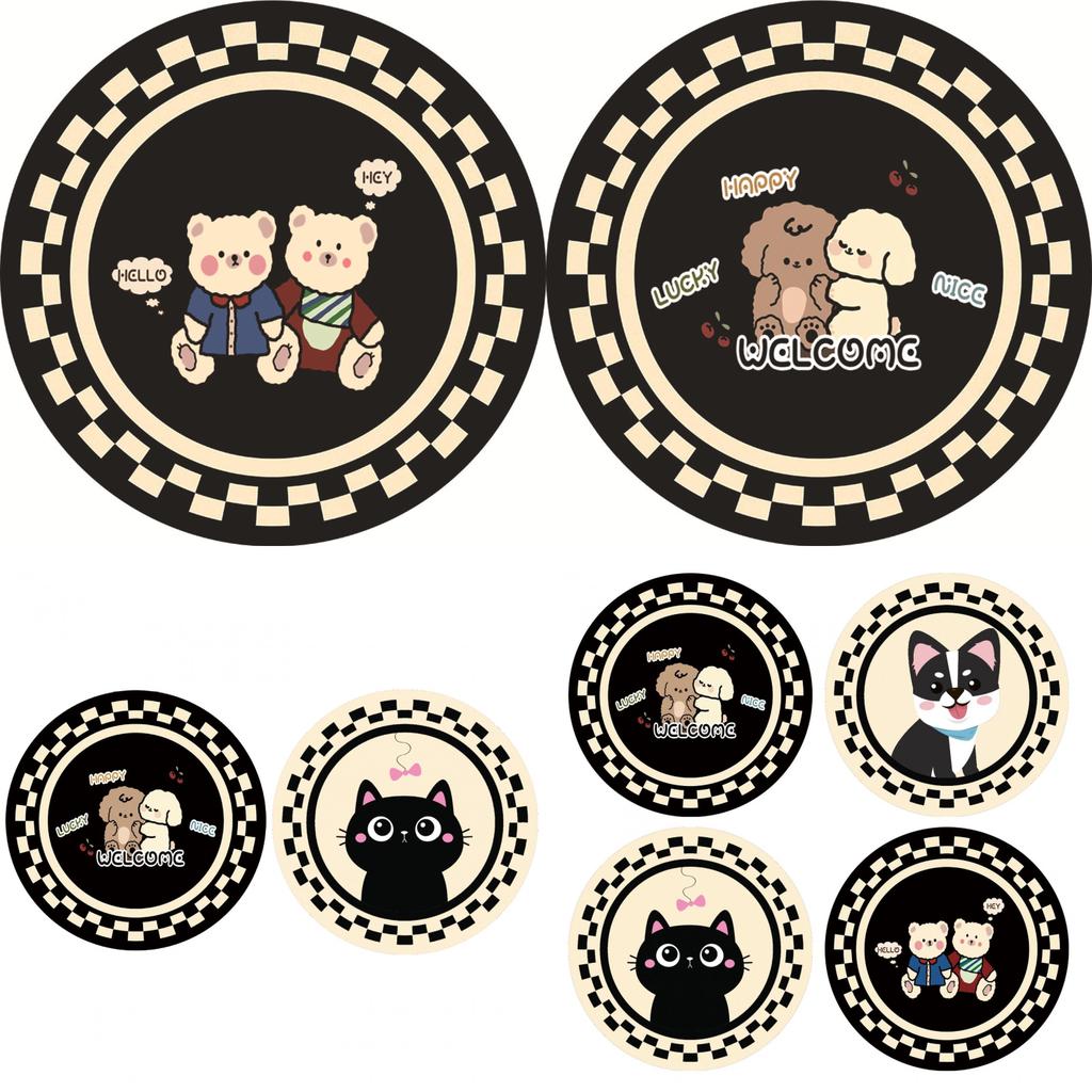 Cartoon Rubber Coaster Set With Antislip And Heatresistant Design For Home Kitchen Use