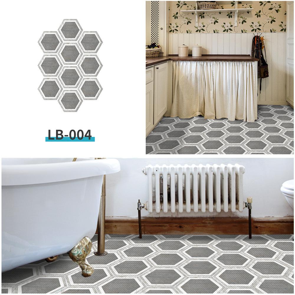 10Pcs Hexagon Floor Stickers PVC Self Adhesive Waterproof and Slip-resistant Wall Sticker For Bathroom Kitchen Wall Ground Decal