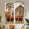 Set Of 2 Farmhouse Style Ox Pattern Printed Curtains Window Decoration Home Room Curtain Polyester