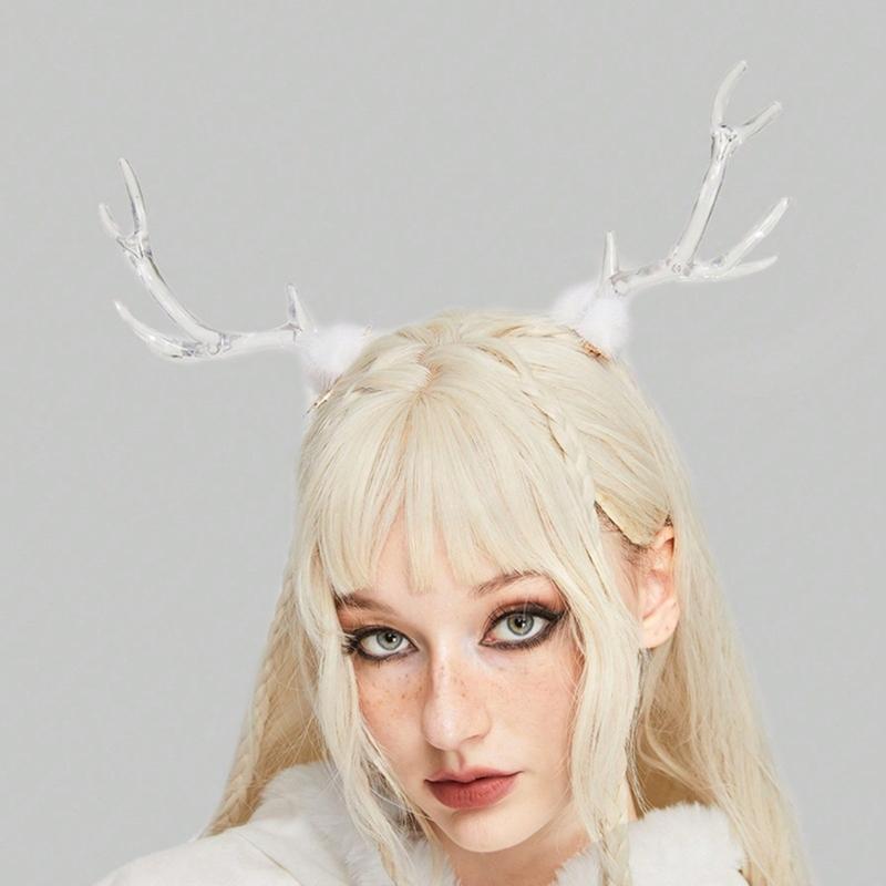 Y2k 90s Aesthetic Christmas Antler Hairpin for Woman Cute Ponytail Hair Clip