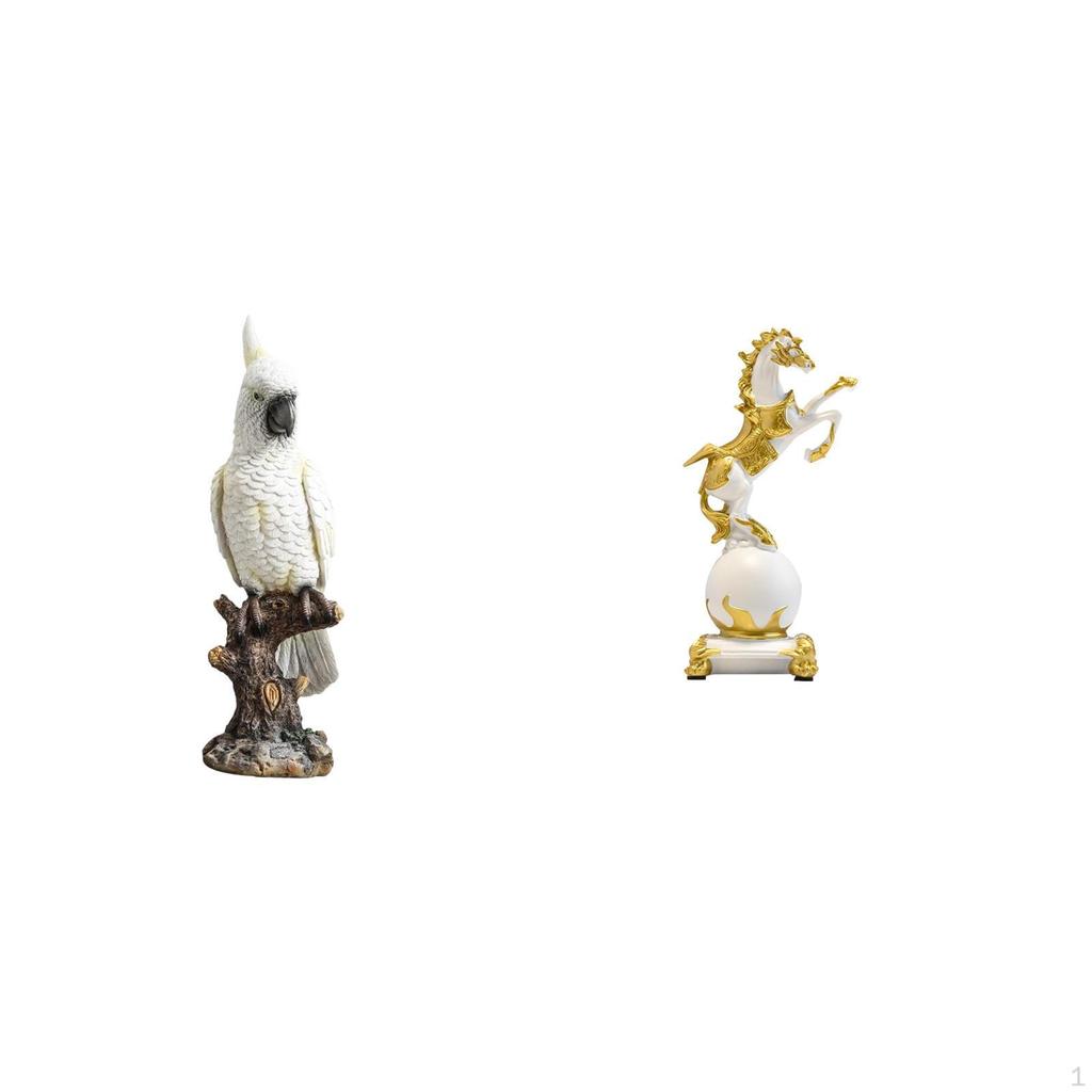 Parrot Horse Statue Animal Sculpture Resin Modern Figurine Indoor Decorative Tabletop Ornament for