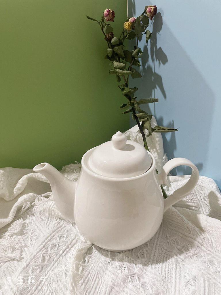 Bule de Chá Cerâmico Francês Estilo Nórdico - Resistente ao Calor, Branco Puro