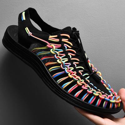 Fashion Sandals For Men Summer Breathable Shoes Handmade Rope Roman Sandals Couple Stylish Flats Shoes Outdoor Beach Men Sandals