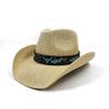 2024 Summer Straw Cowboy Hat Women's Fashion Cowgirl Straw Hat Pink Hat Men's Western Cowboy Hat Summer Travel Visor Hat