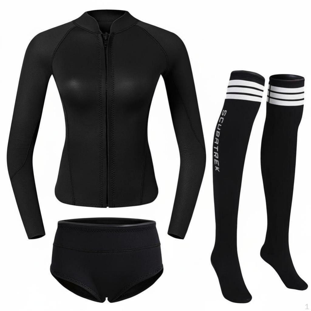 2mm Wetsuit for Women, Long Sleeve TwoPiece Rash Guard, Neoprene, wave ridinging, diveing, Sun