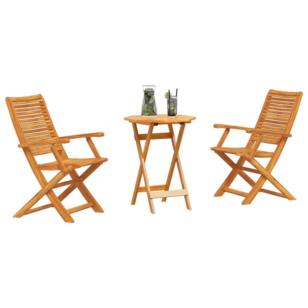 Folding Bistro Set 3 Pcs Brown Solid Acacia Wood