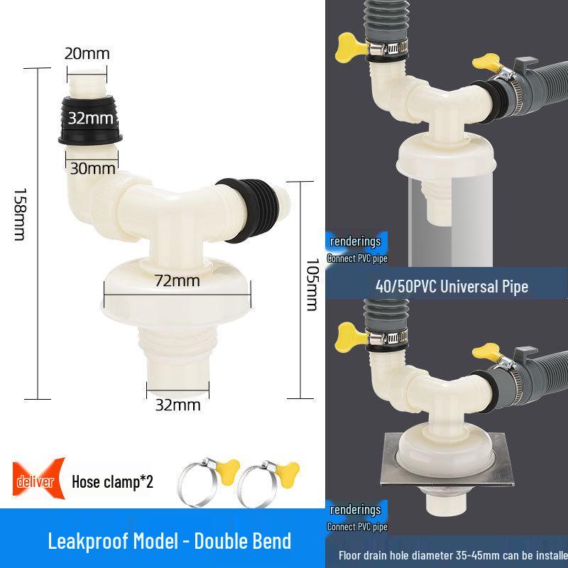 Odor-Proof Y-Shaped Drain Connector for Washing Machine and Basin