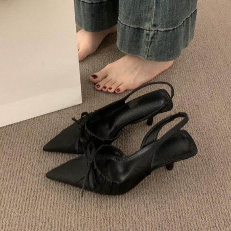 Fashion New Women's Shoes High Heels Sandals Summer Pointed Toe Outdoor Back Strap Fashion Sandales Femmes Stiletto Heels Bow Sandalias