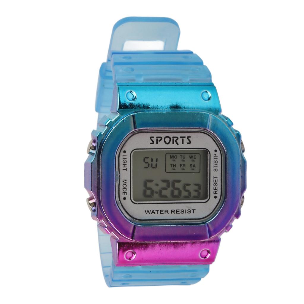 Gradient Color Electronic Watch Large Dial Waterproof Long Standby Time Purple Blue Casual Sports Wristwatches for
