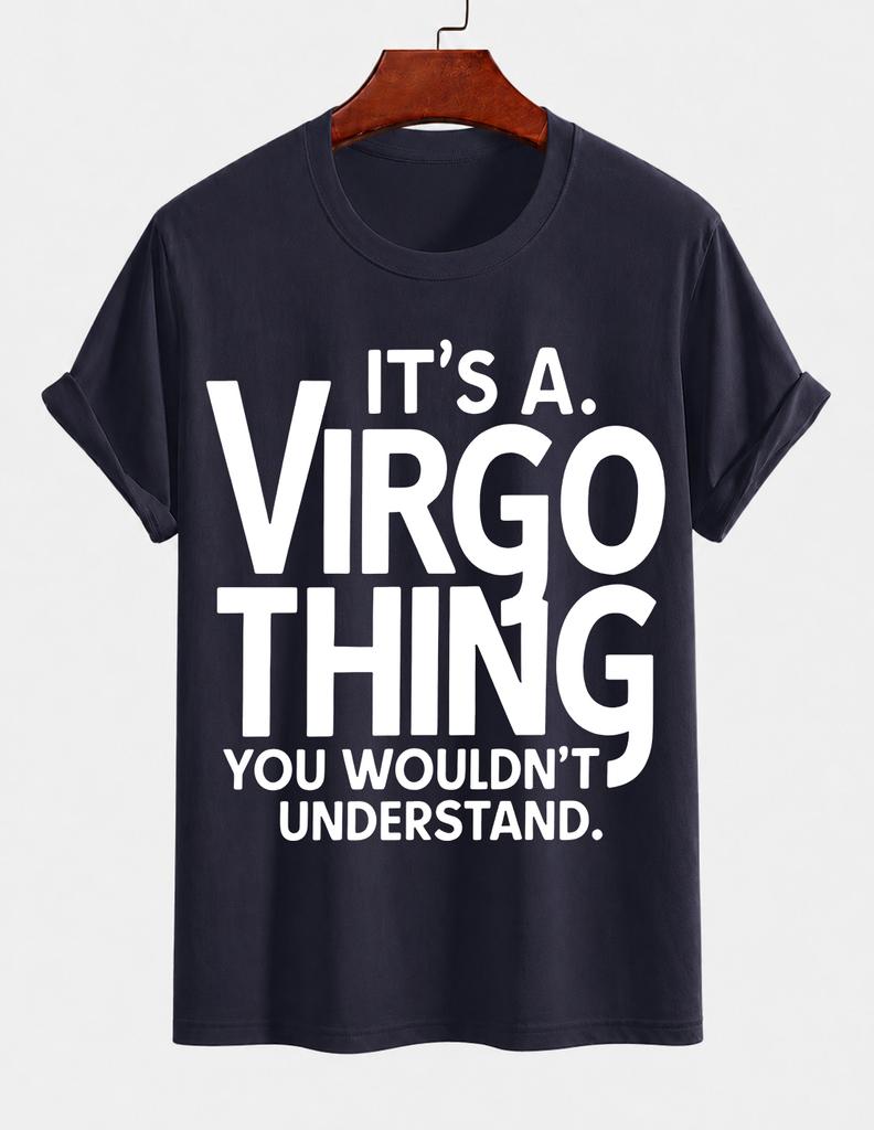 2026 New Pure Cotton Tshirt Virgo Constellation Print Tshirt Casual Crew Neck Short Sleeve Top