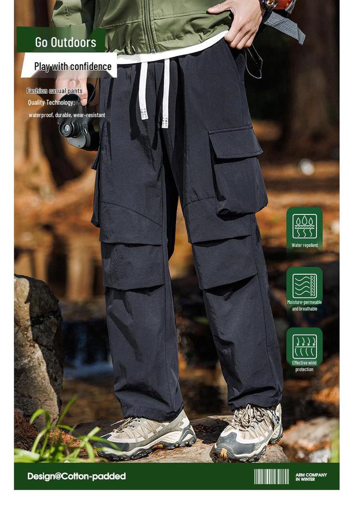Men's and Women's Outdoor Waterproof Loose Straight-Leg Pants for Hiking and Mountaineering