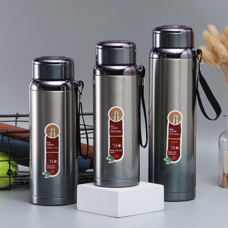 316 Stainless Steel Sports Water Bottle, Outdoor Portable Car-Mounted Sling Water Cup, Gradient Star Bottle, Large Capacity Thermos Cup