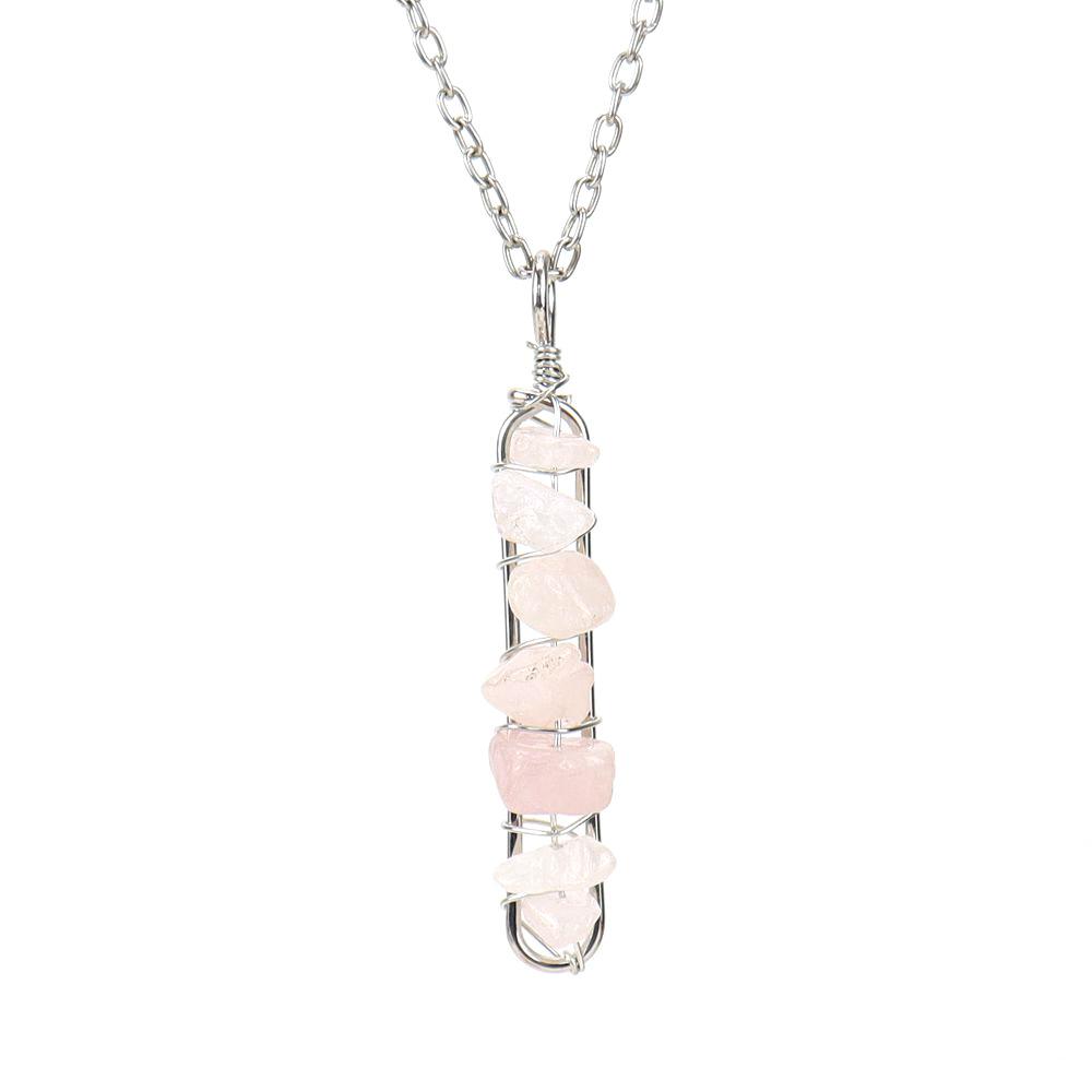 

Silver Hand-Wound Colorful Crystal Gravel Agate U-Shaped Pendant Necklace N126
