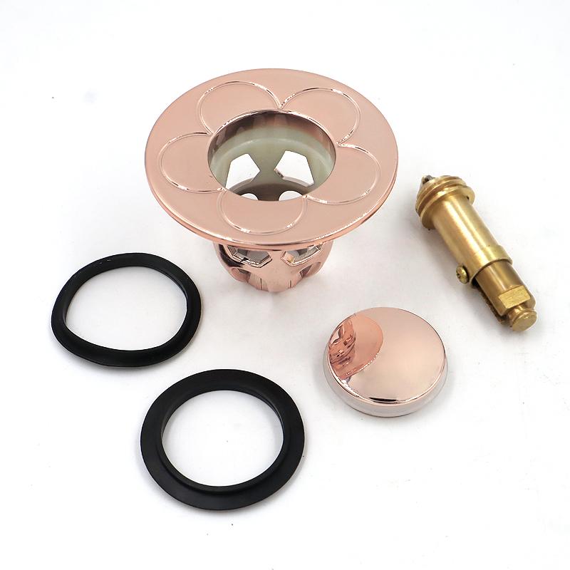 Universal Copper Pop-Up Bounce Core Basin Drain Rose Gold Filter Hair Catcher Deodorant Bath Stopper Kitchen Bathroom Tool