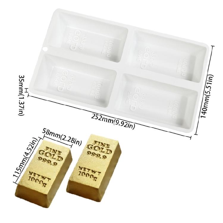 Gold Brick Shape Silicone Molds Nonstick Mousses Cake Molds Cake Decorating Tool for Truffles Cheesecakes Easy To Clean