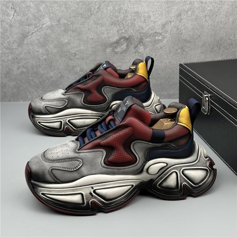 Fashion Vintage Fashion New Men's Mixed Colors All Match Height Increasing Causal Shoes Flats Male Walking Sneakers  Zapatillas Hombre